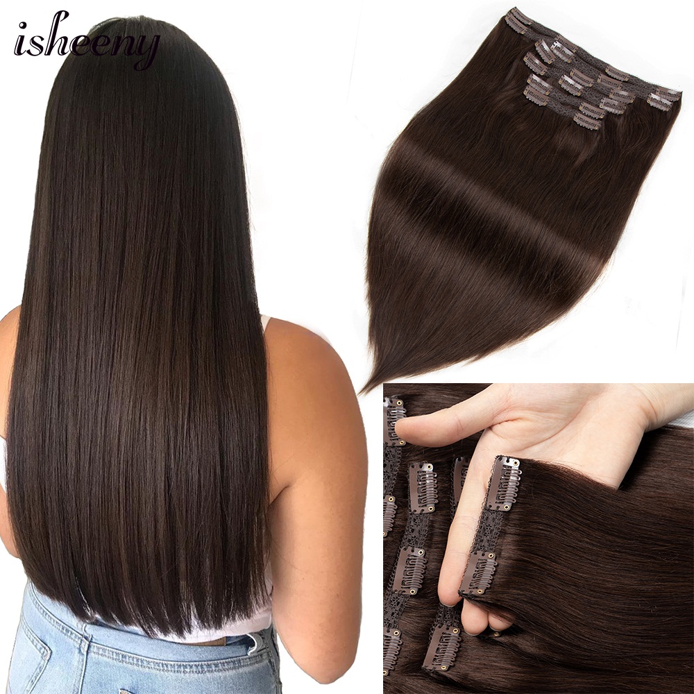 Clip In Hair Piece - Isheeny extensões de cabelo humano, reto,