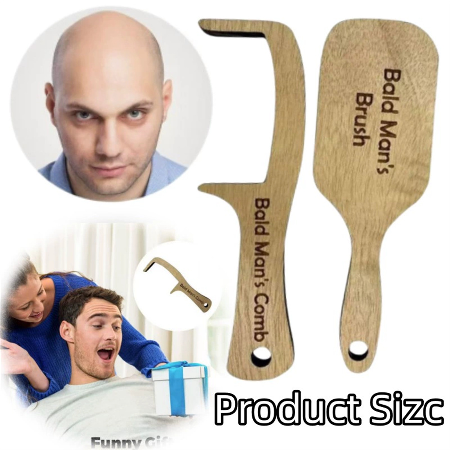 Hair Care Gift - Pente de Madeira para Homens Calvos: