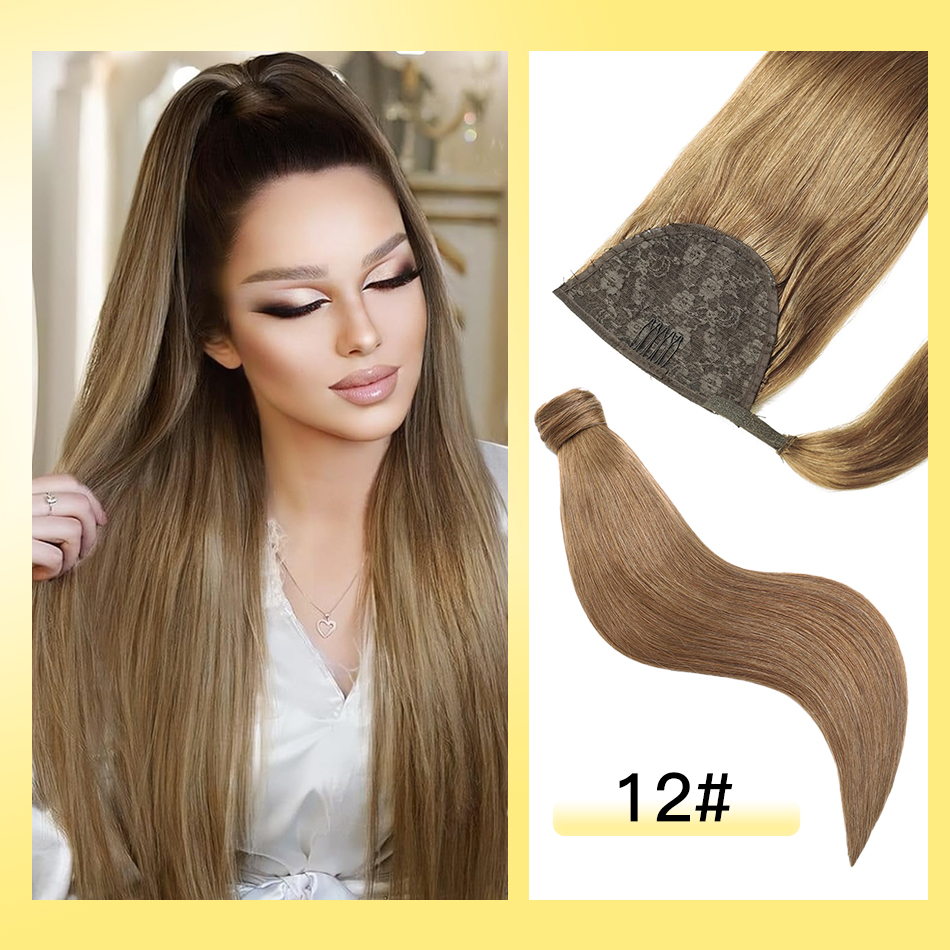 Clip In Hair Piece - Yelo rabo de cavalo cabelo humano