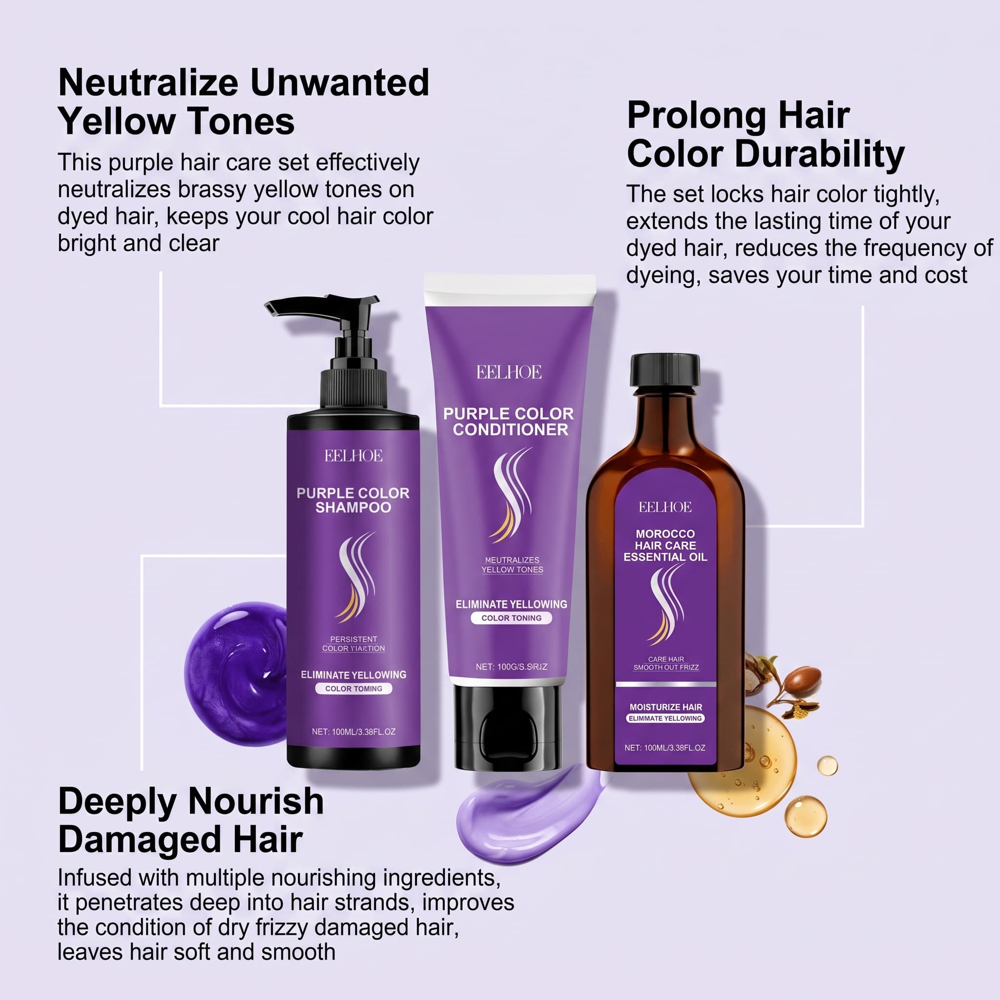 Conjunto de Shampoo Roxo com C - Hair Care Conditioner avaliação e preço
