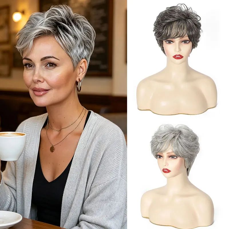 Peruca Curta Cacheada Cinza Om - Hair Care Women avaliação e preço